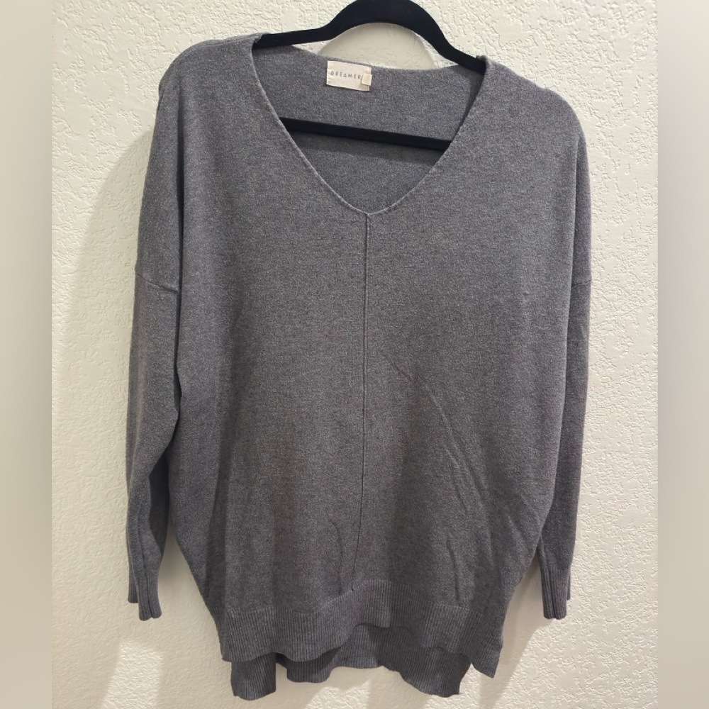 Dreamer Gray V-Neck Women's Sweater